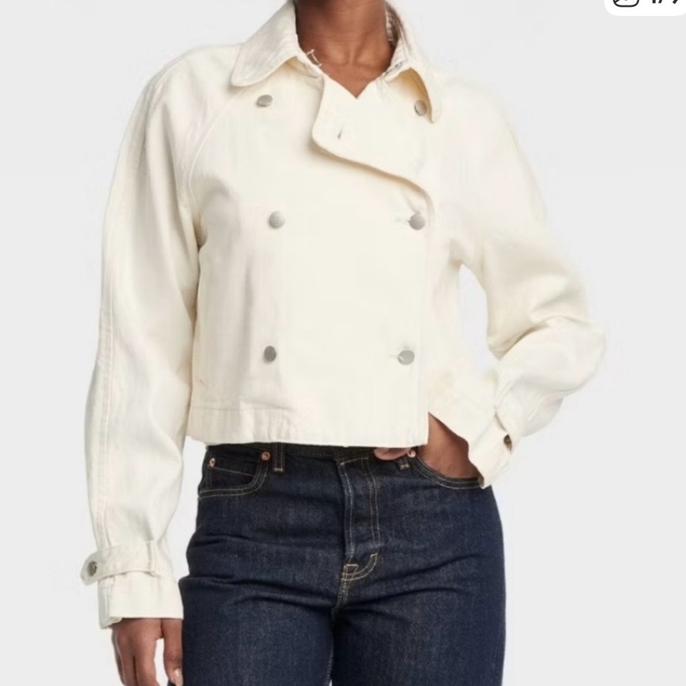 NWT Universal Thread Off-White Double-Breasted Denim Jacket